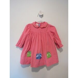 Monday's Child Baby Pink Corduroy Birthday Dress Gift Applique Vintage 18M